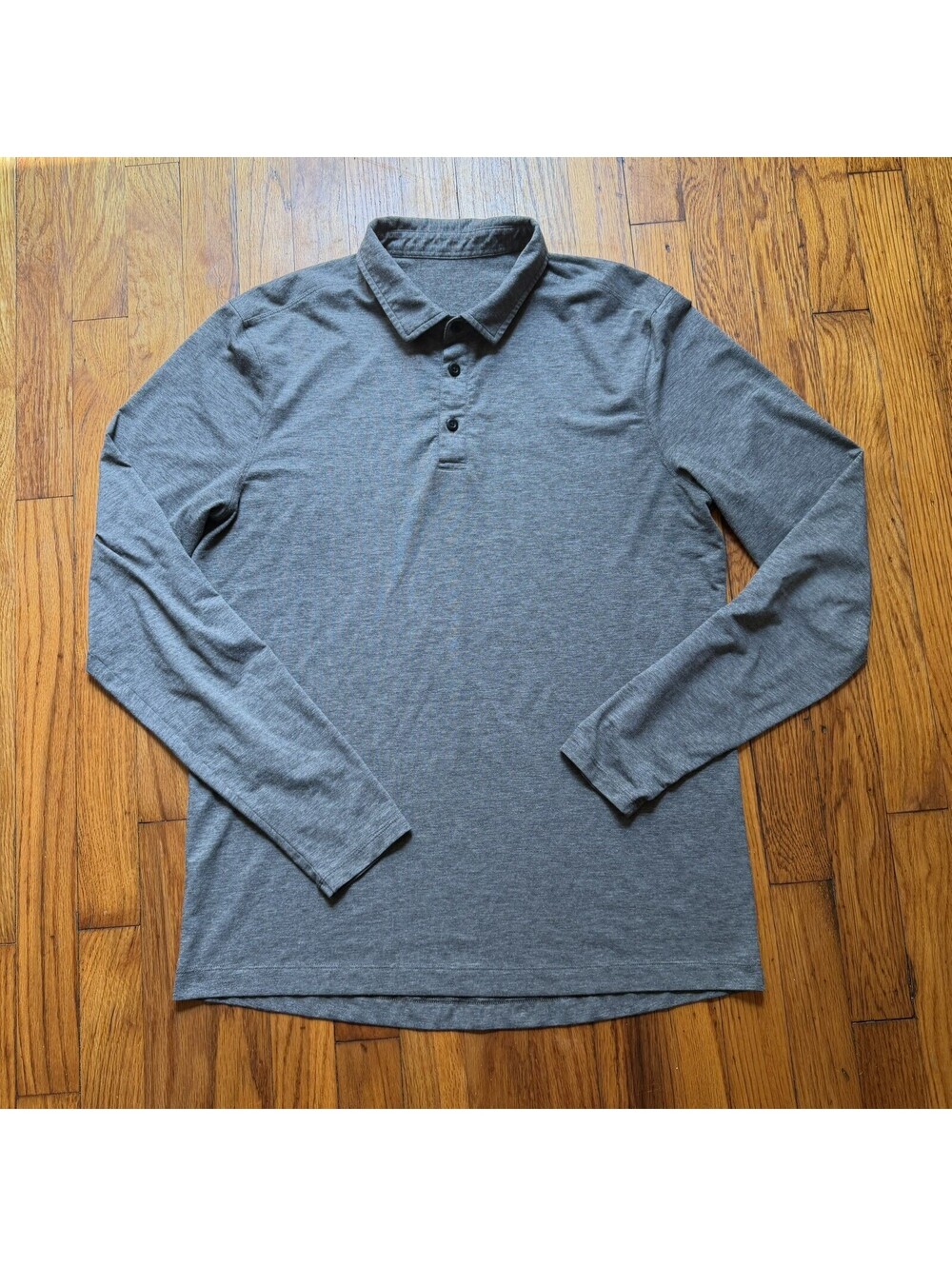 Lululemon Mens Long Sleeve Polo Shirt Lightweight Breathable Dark Grey Size L